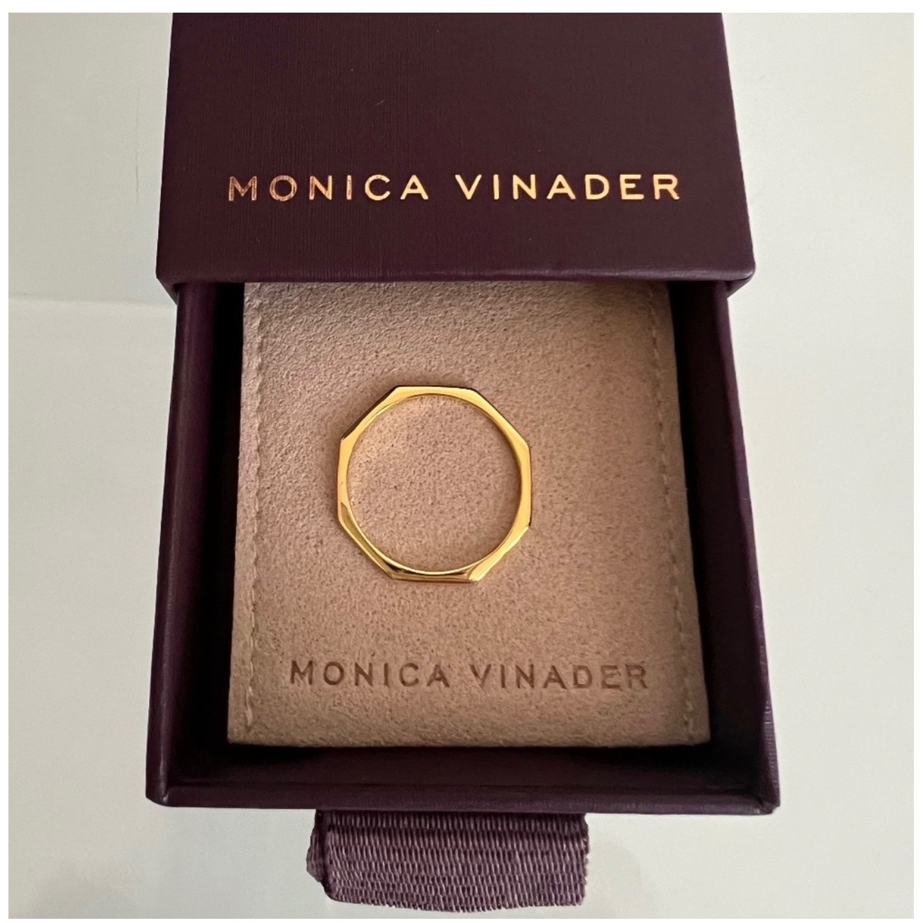 Monica Vinader Octagon Stacking Ring, 18 Karat Gold Vermeil, Size 7, Nwt — image 4 of 6